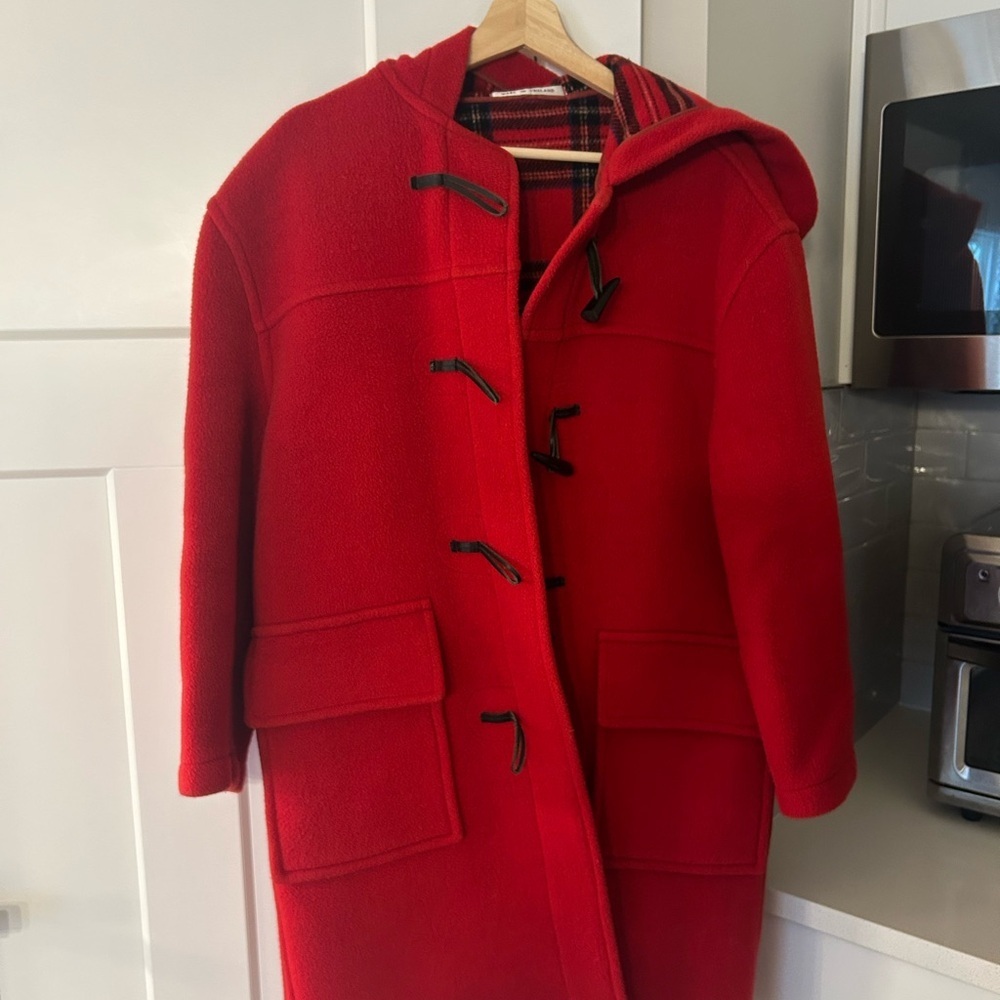 Burberry blue label vintage Red Hooded duffle coat- wool - Picture 2 of 13